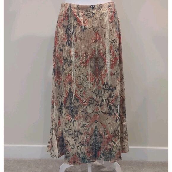 Reba Women's M Boho Cowgirl Western Peasant Lace Knit Mesh High Low Skirt - Picture 5 of 13